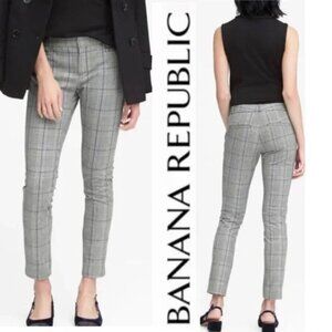 Banana Republic Sloan Ankle Pants Grey Blue Checkered Size 4 Stretch